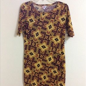 LuLaRoe Julia Dress Medium Tribal Stars NWT